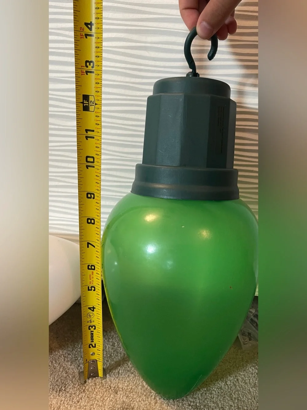 4 Large 13” Blow Mold Light Bulbs LED Jumbo Christmas Ornament White Green